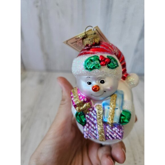 Old world snowman presents glitter glass ornaments OWC sparkle white - Picture 8 of 9
